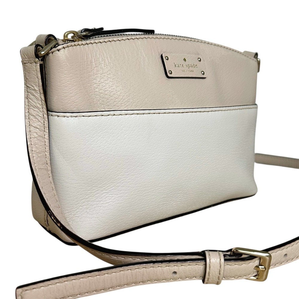 Kate Spade Millie Grove Street Leather Crossbody Bag Colorblock Beige & Cream - Picture 7 of 16
